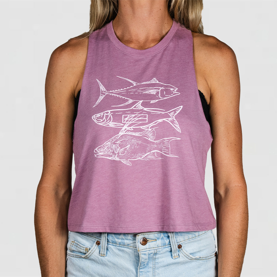 Heather Orchid Sleeveless Racerback Crop Tank Top