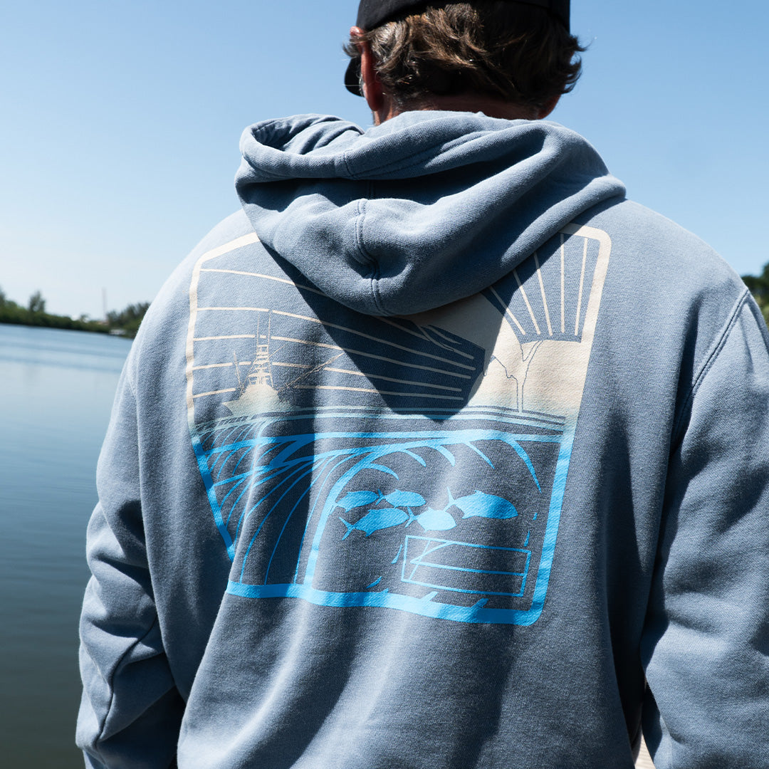 Slate Blue Fishing Sweatshirt - Comfort & Style for Outdoor Enthusiasts