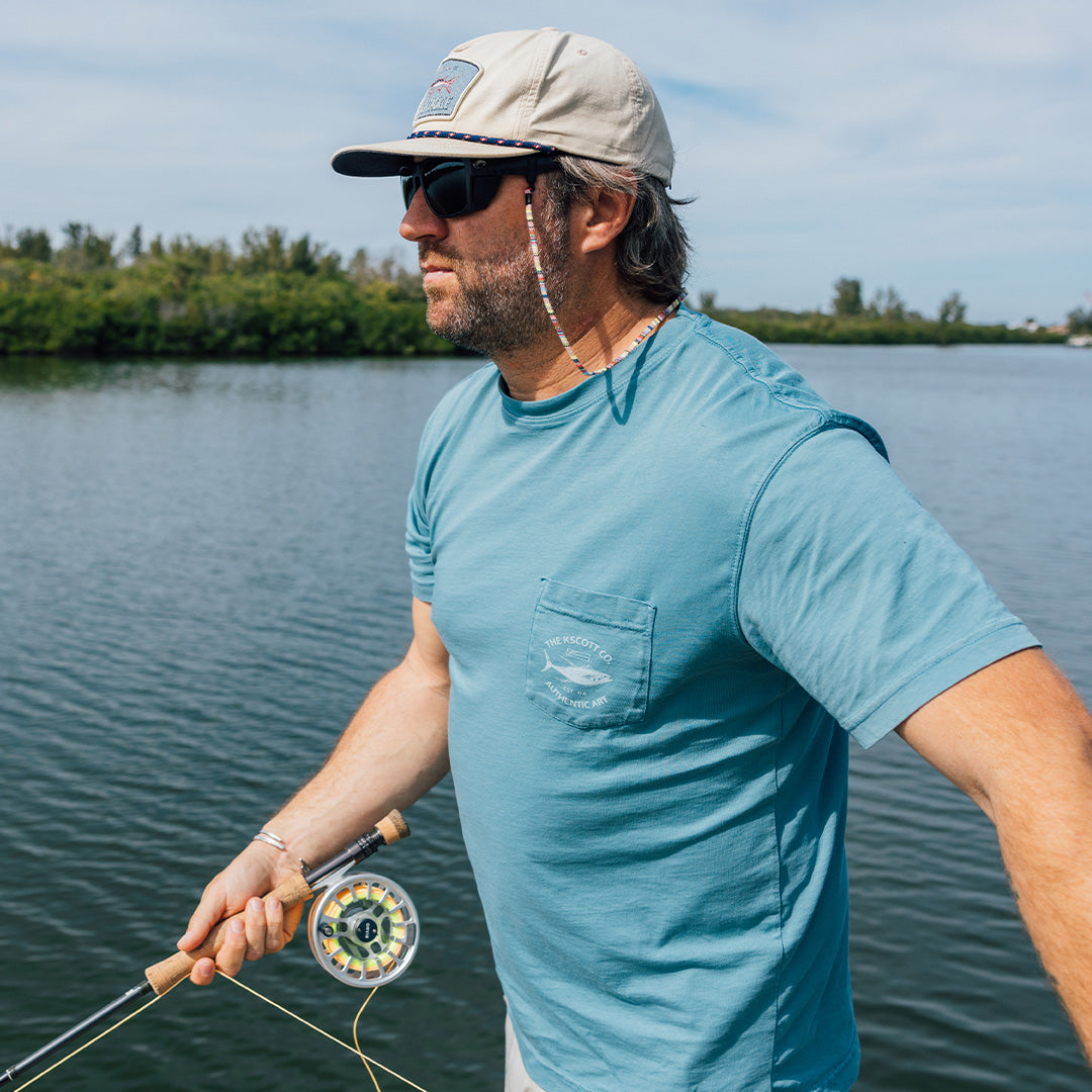 Dusty Teal Garment Dyed Pocket T-Shirt - Premium Soft Vintage Style
