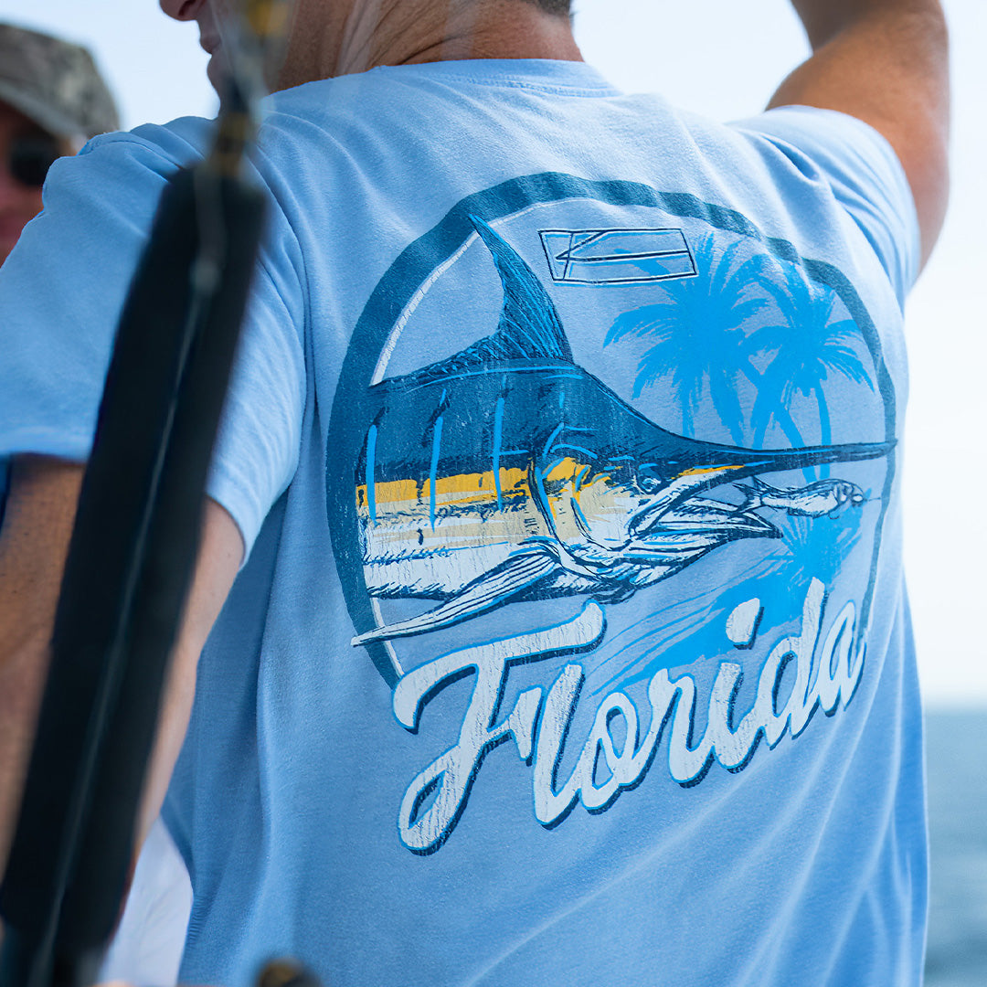 Blue Heather Fishing T-Shirt for Men, Ultra-Soft Material