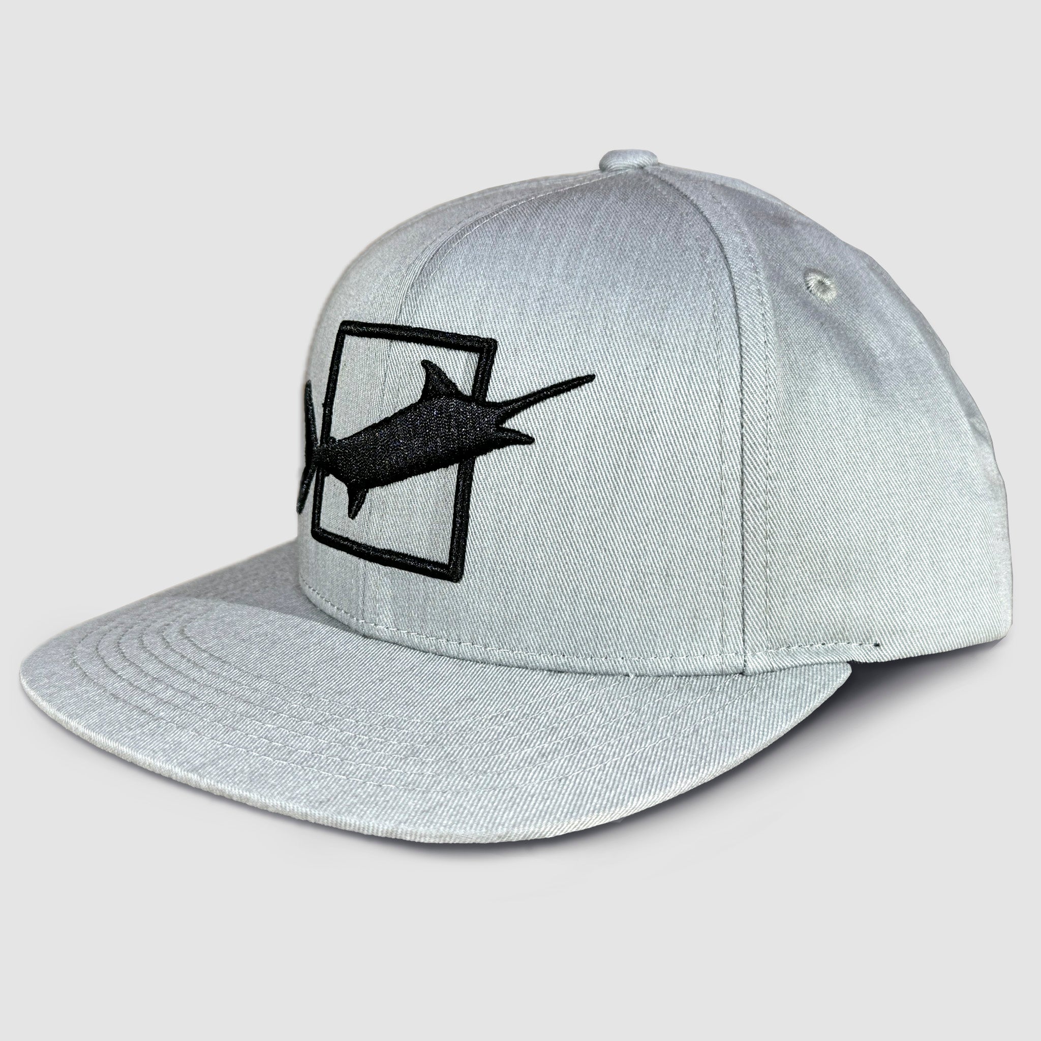 Gray Heather Snapback Marlin Hat - Cotton-Poly Twill
