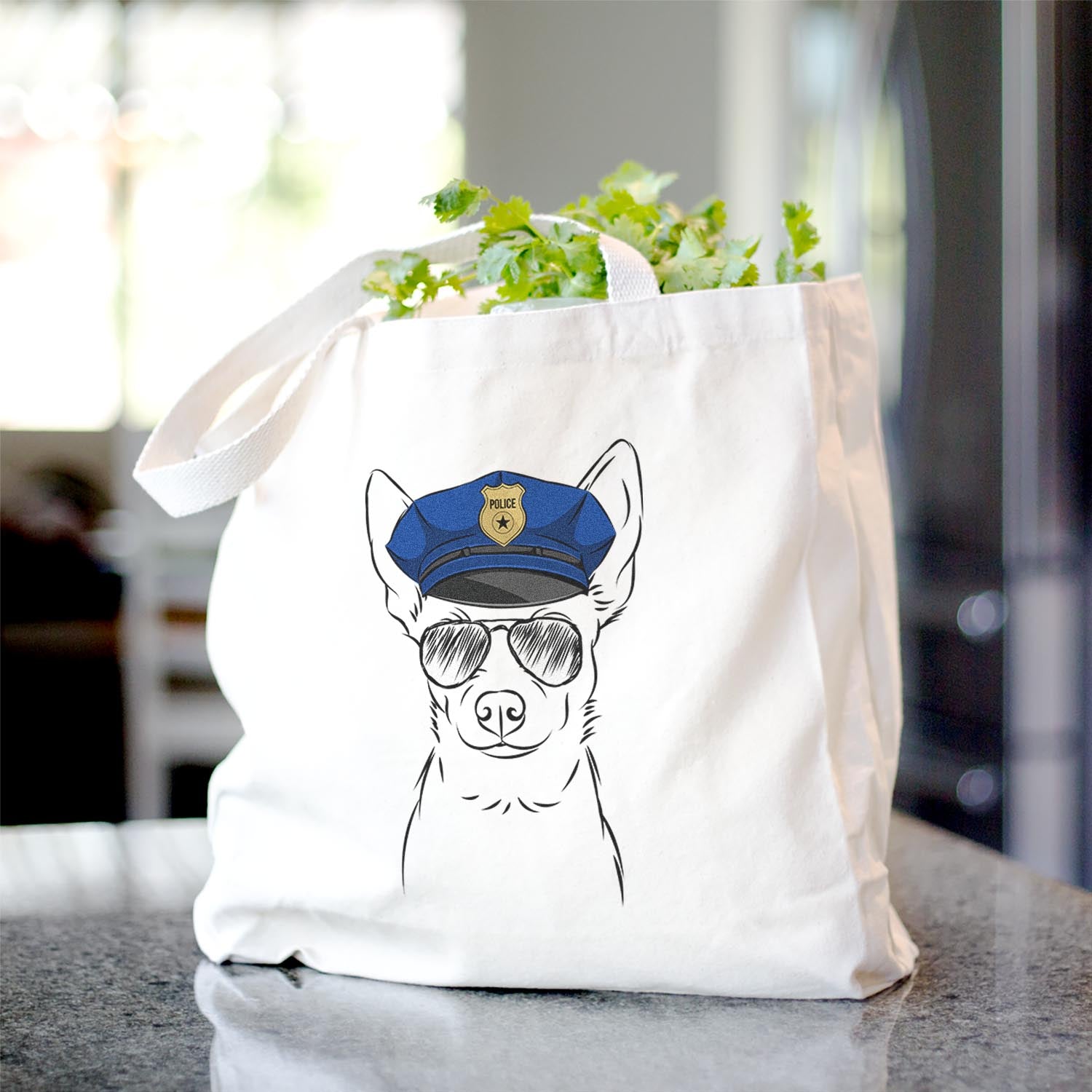 Chihuahua Print Cotton Canvas Tote Bag