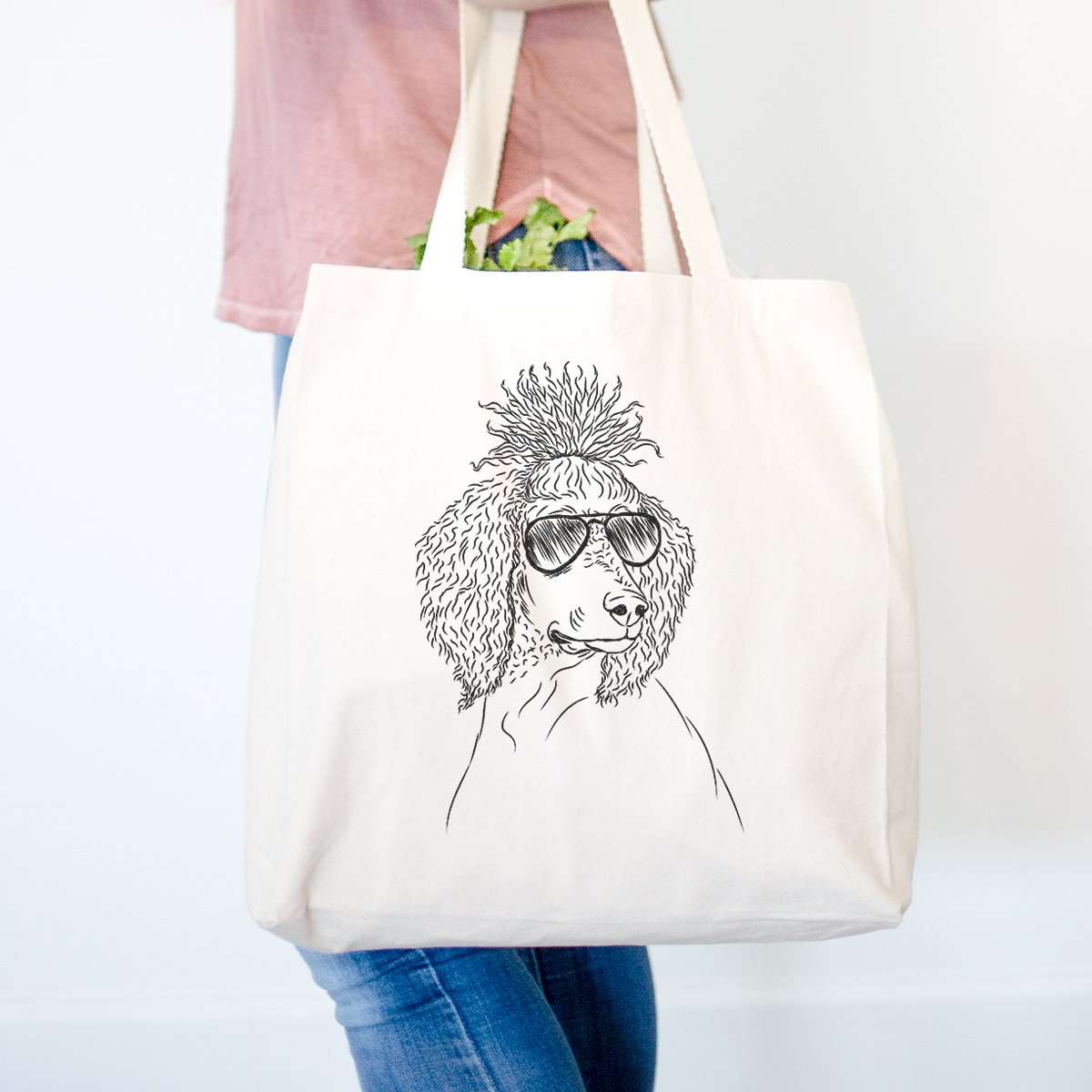Leo the Poodle Beige Tote Bag - Cotton Canvas