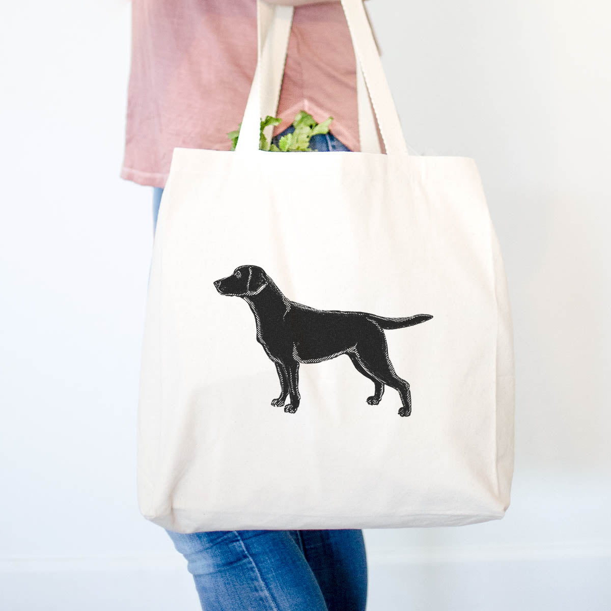 Halftone Black Lab Canvas Tote Bag - Trendy Shopping Accessory