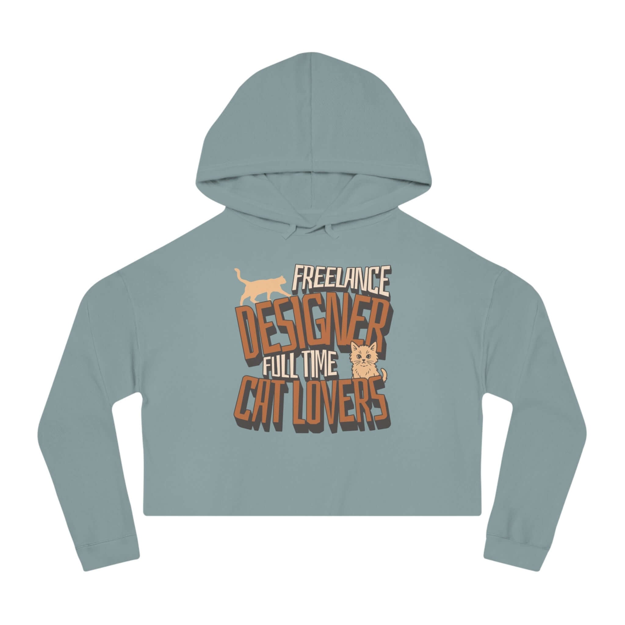 Cat Graphic Women Cropped Hoodie - Soft Pink Playful Edge