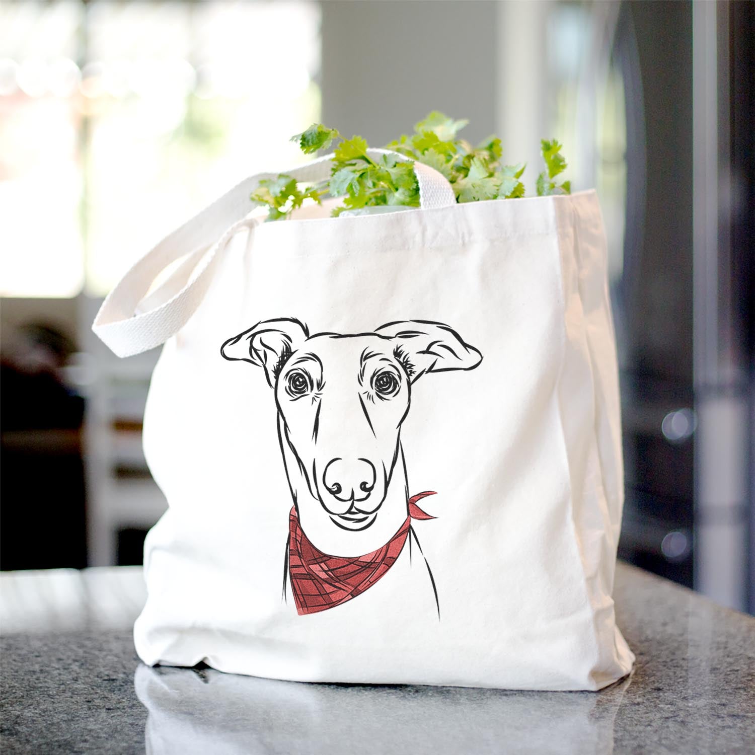 Greyhound Print Canvas Tote Bag