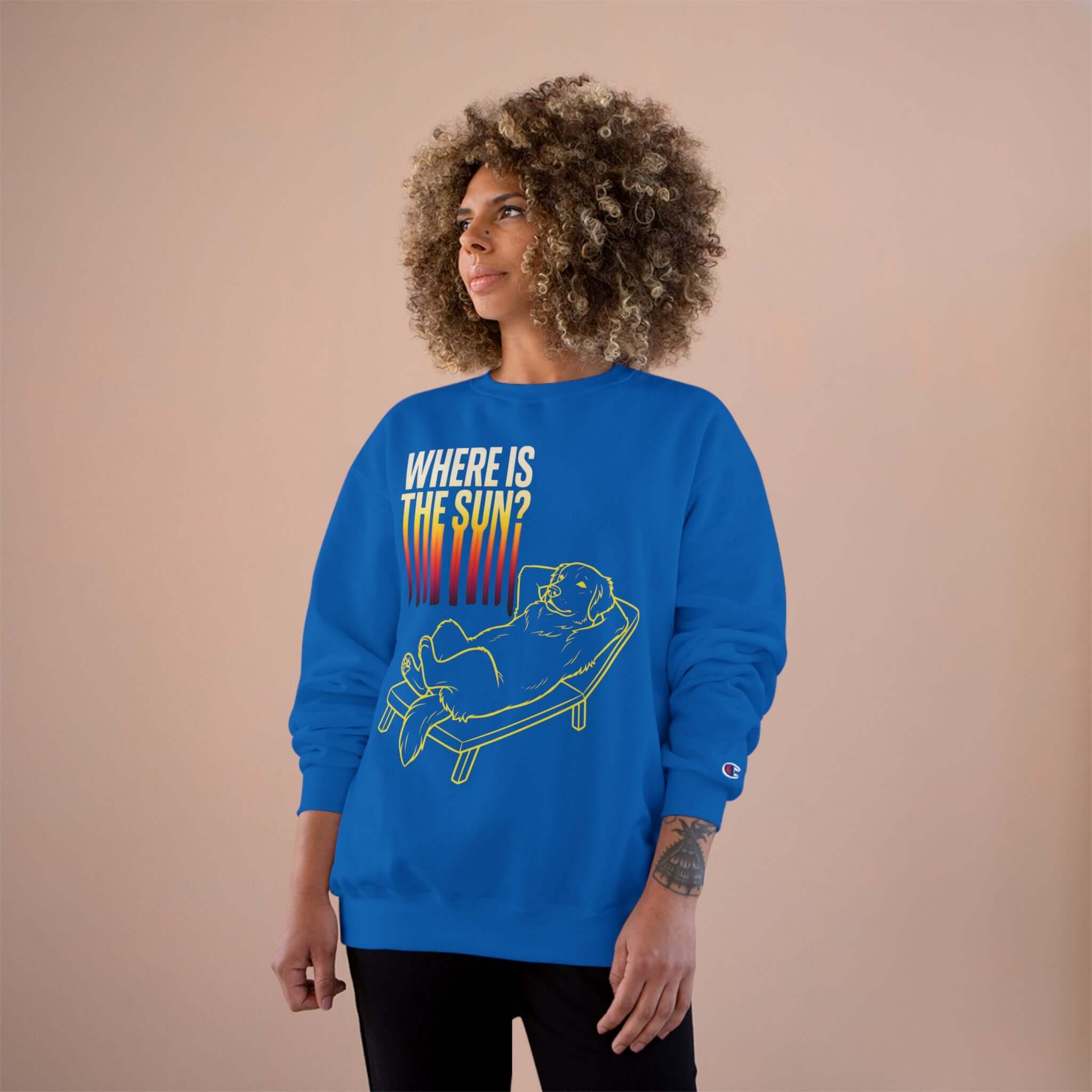 Cozy Dog Print Sweatshirt - Midweight Champion Crewneck