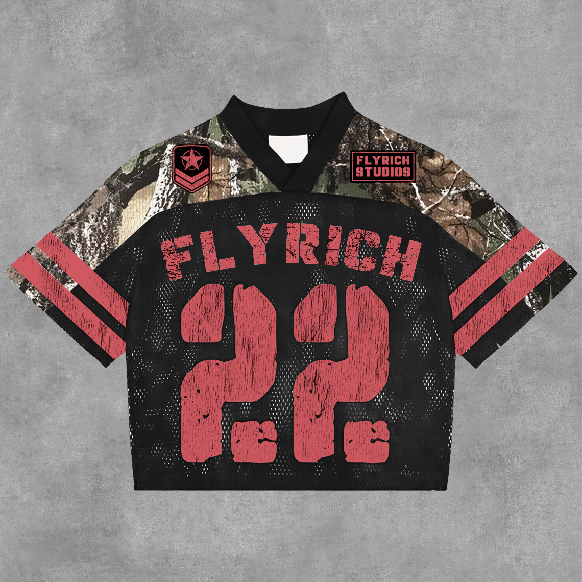 Sopula Vintage Fly Get Rich No 22 In Red Graphics Blokecore Blokette Football V-Neck T-Shirt