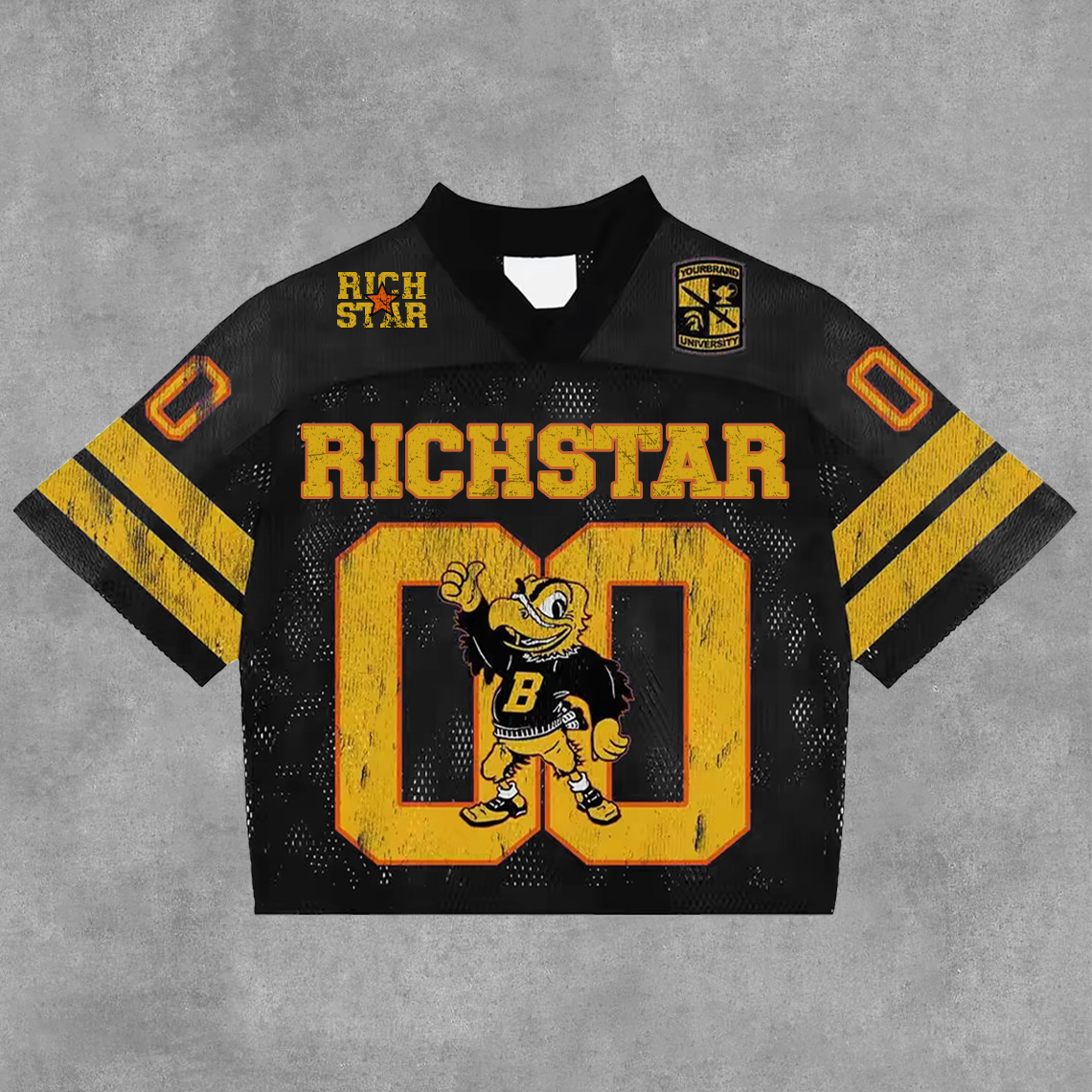 Sopula Vintage Rich Star Graphics Blokecore Blokette V-Neck T-Shirt